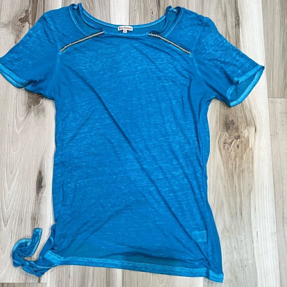 Juicy Couture Blue Lightweight Tie Tee Shirt Women’s Medium
